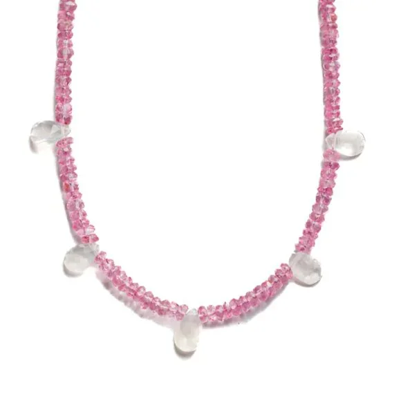 Gorgeous Pink Tourmaline & Moonstone Necklace Unique Handmade Necklace Beautiful